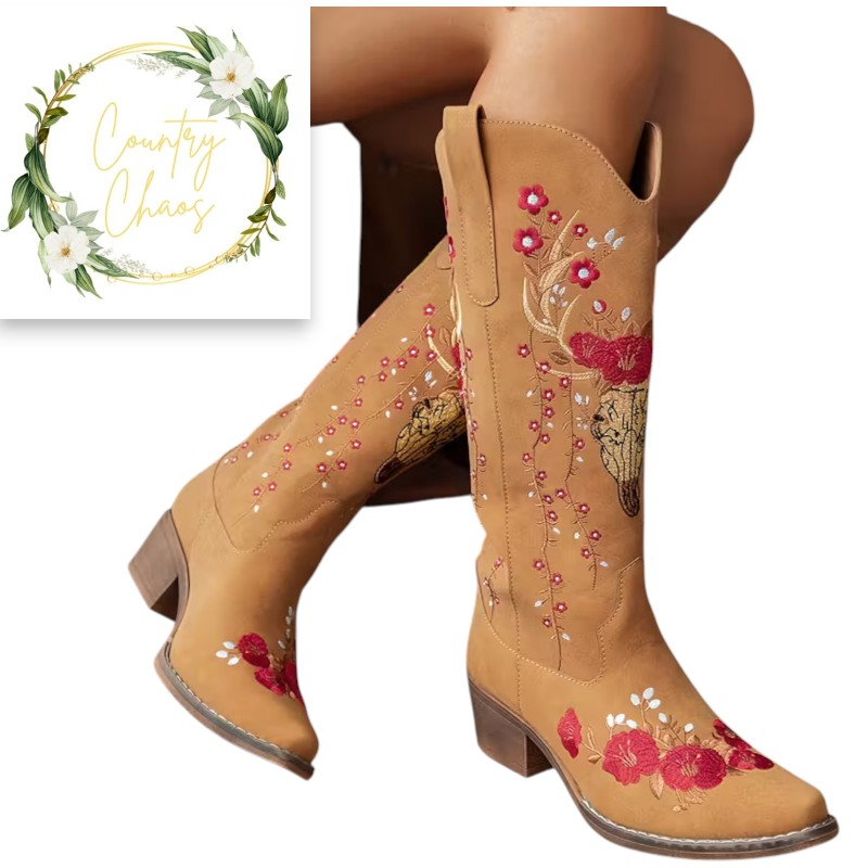 Embroidered Western Cowgirl Boots