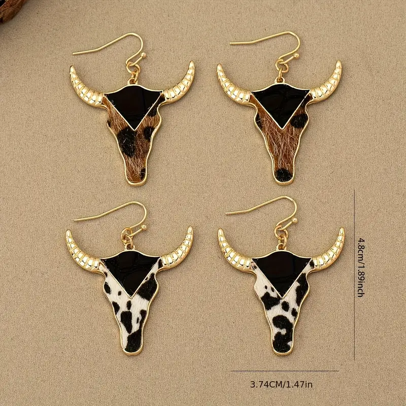 Bull Skull Drop Earrings