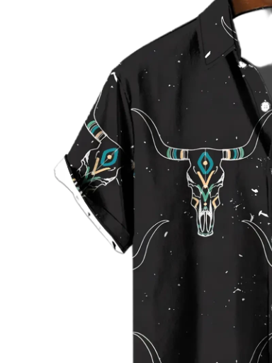 Men's Button Up Skull Print Shirt