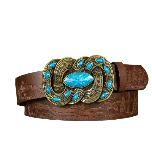 Western Belt with Turquoise Buckle