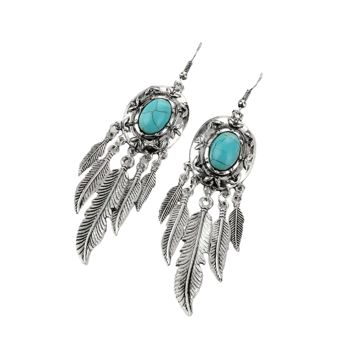 Bohemian Feather Turquoise Earrings