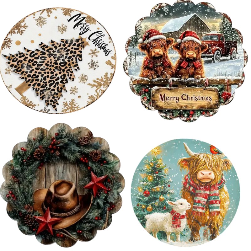 Country Christmas-themed Decorative Linen Placemats