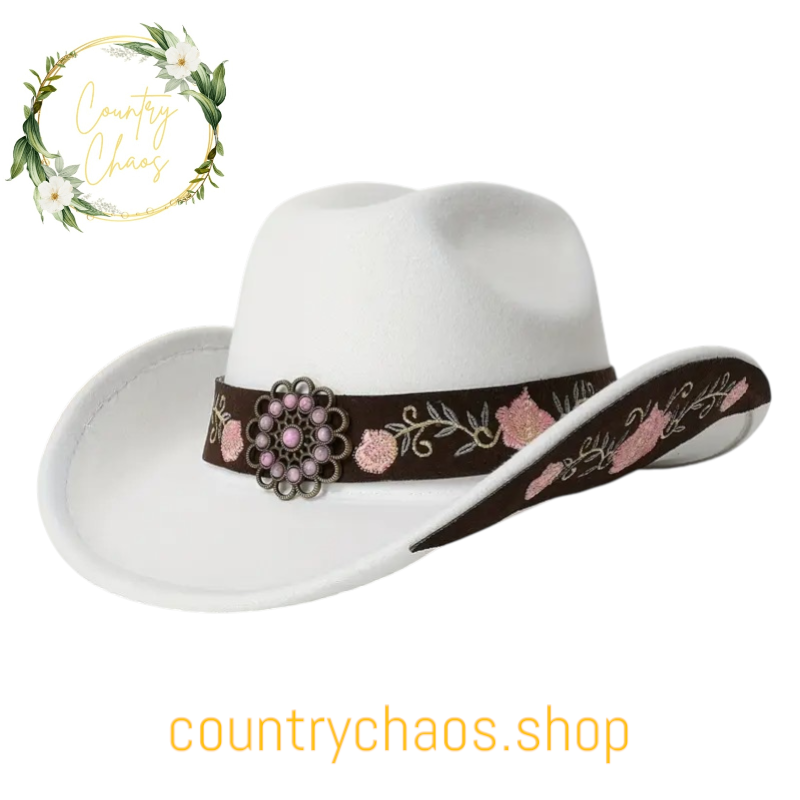  Cowgirl Hat With Embroidered Band And Sides