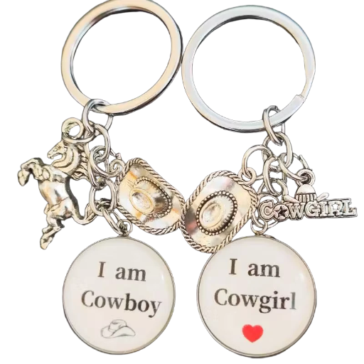 Cowboy & Cowgirl Couple Keychains