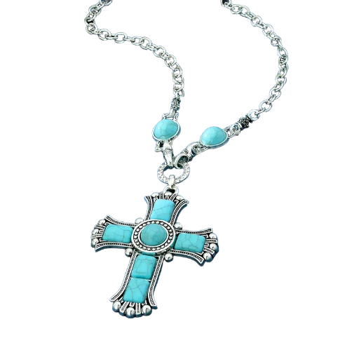 Turquoise Cross Pendant Necklace