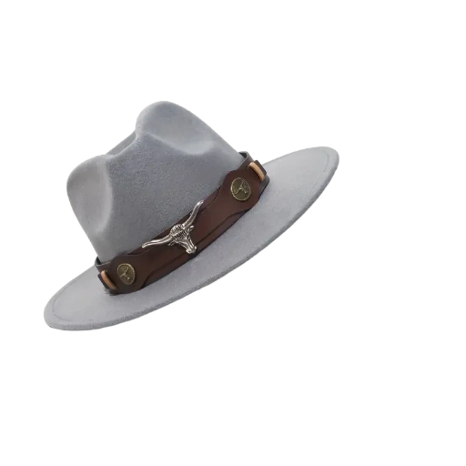Grey Cowboy Hat With Decorative Band 