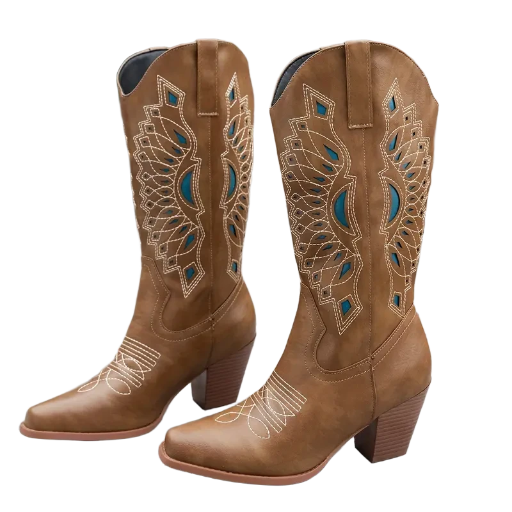 Ladies Brown with Turquoise Cowboy Boots