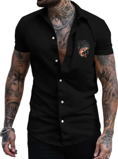 Cast & Reel Black Short Sleeve Button Up Shirt