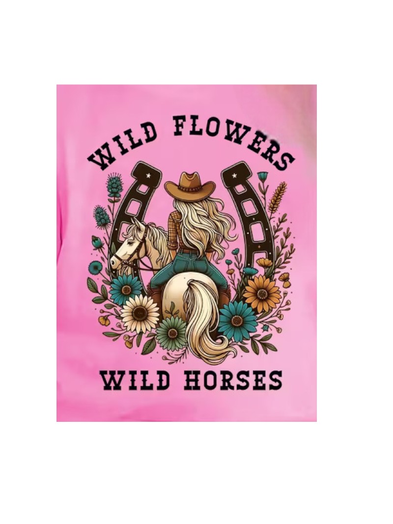 Wild Flowers Wild Horses Girls T-Shirt