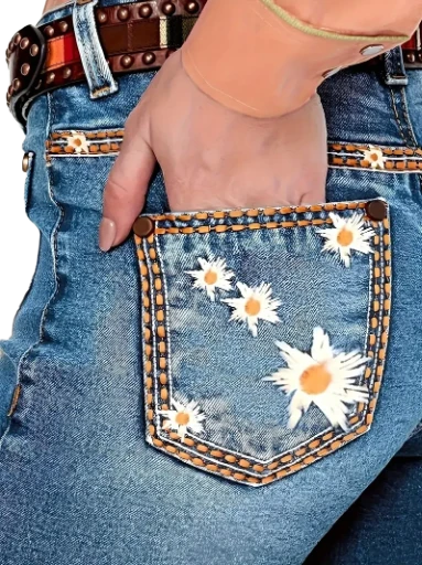 Embroidered Flare Jeans