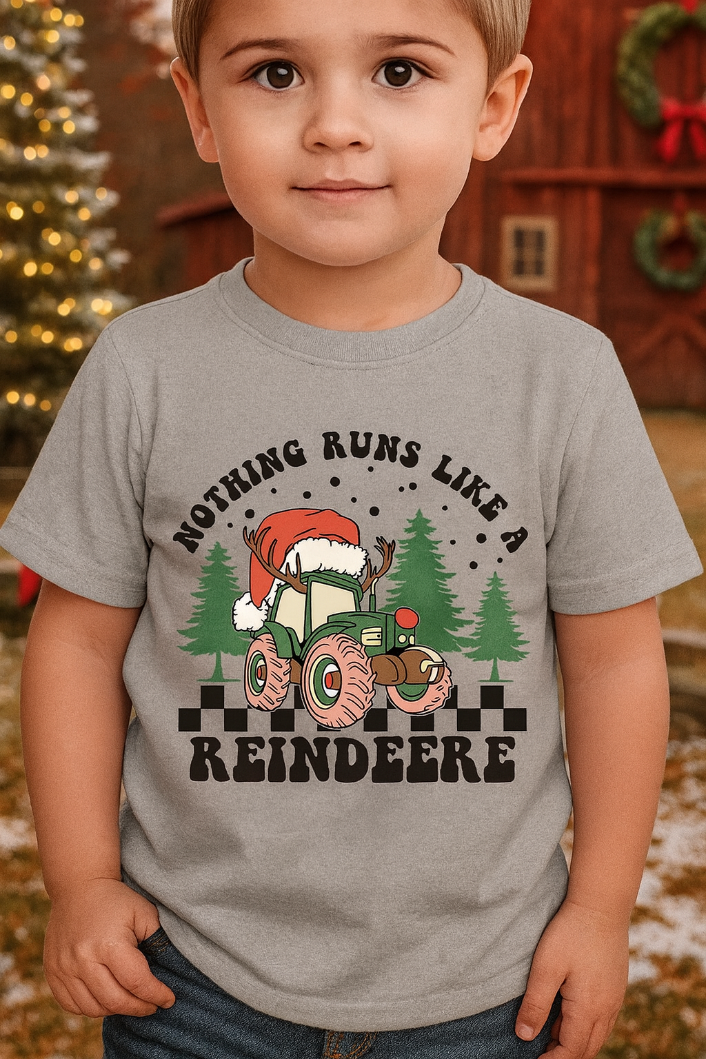 Kids Christmas Tractor T-Shirt