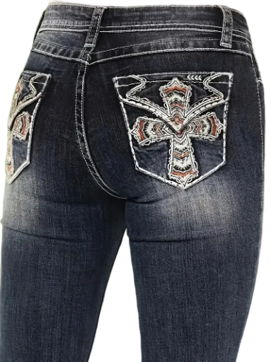 Women's Bootcut Jeans with Embroidered Pockets