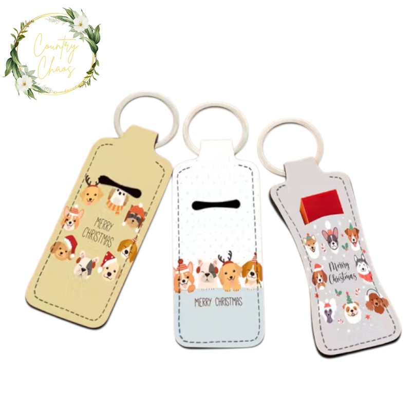 Christmas Dog Lipgloss Keychain Holders