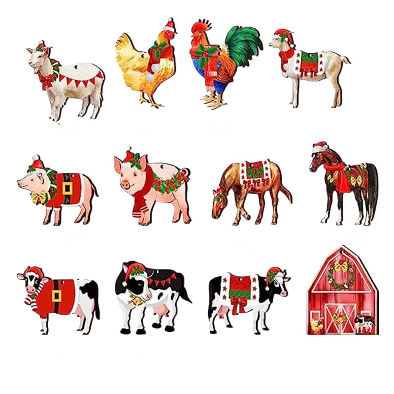 Christmas Farm Animal Tree Decorations