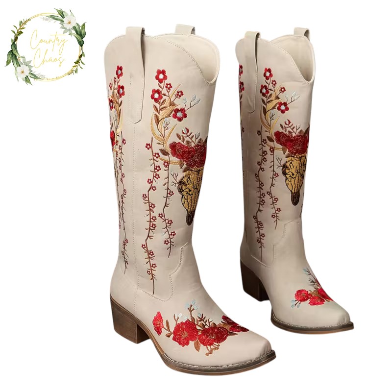 Embroidered Western Cowgirl Boots