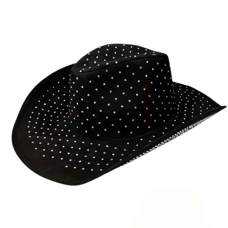 Ladies Stylish Black Rhinestone Hat 