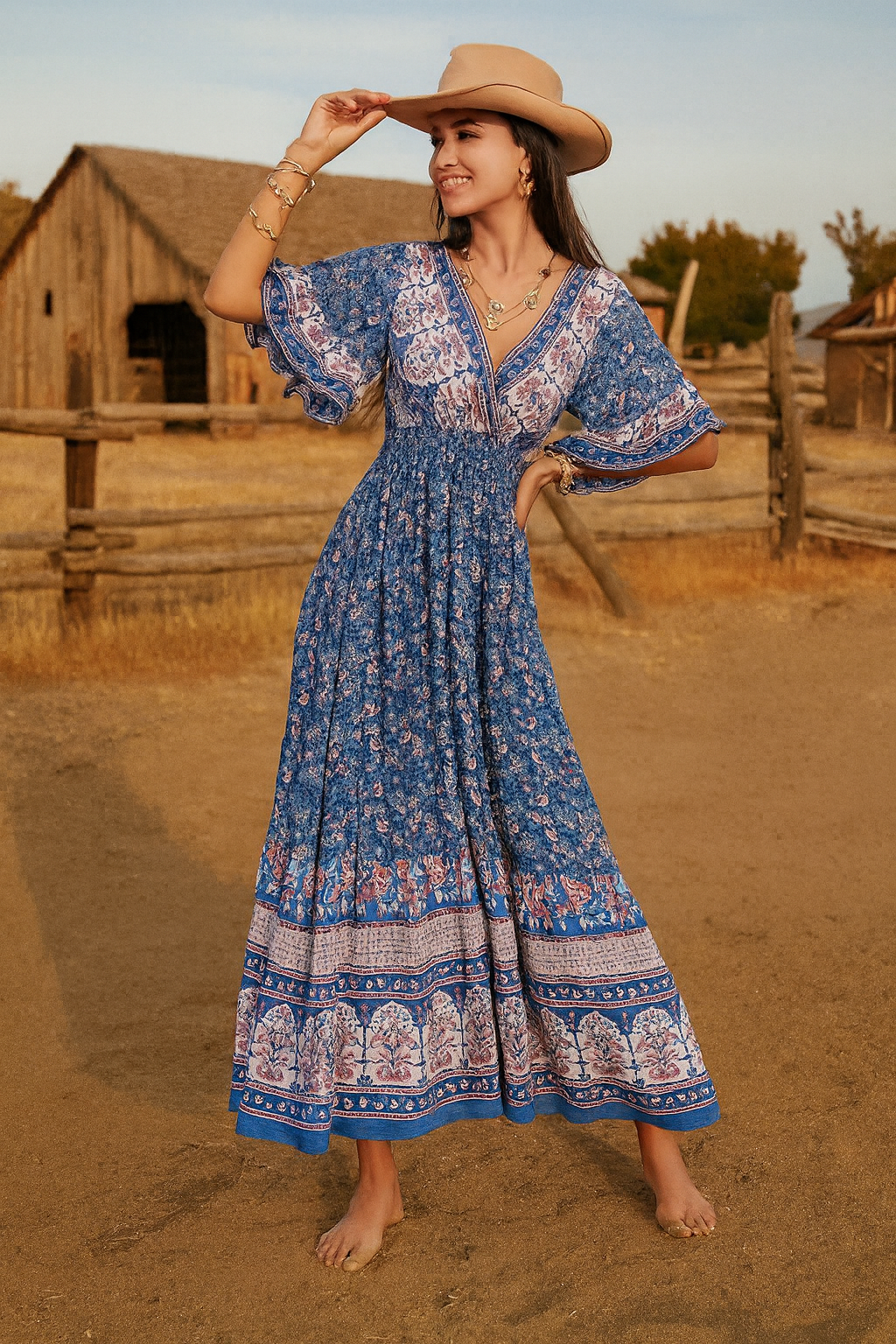 Bohemian Blue Maxi Dress