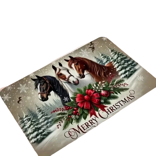 Christmas Horse-themed Decorative Mat
