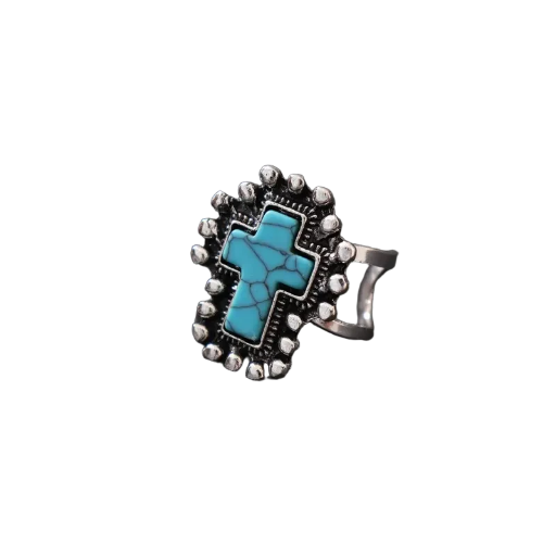 Turquoise Adjustable Cross Ring