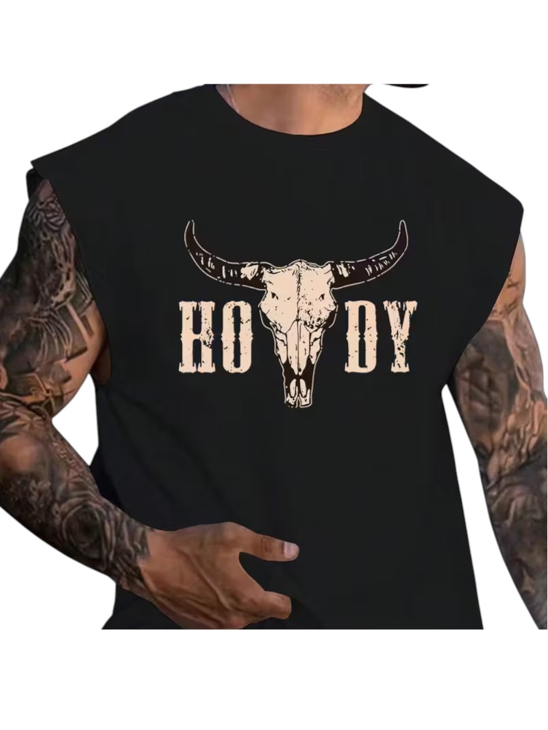 Sleeveless Muscle Howdy Graphic T-Shirt