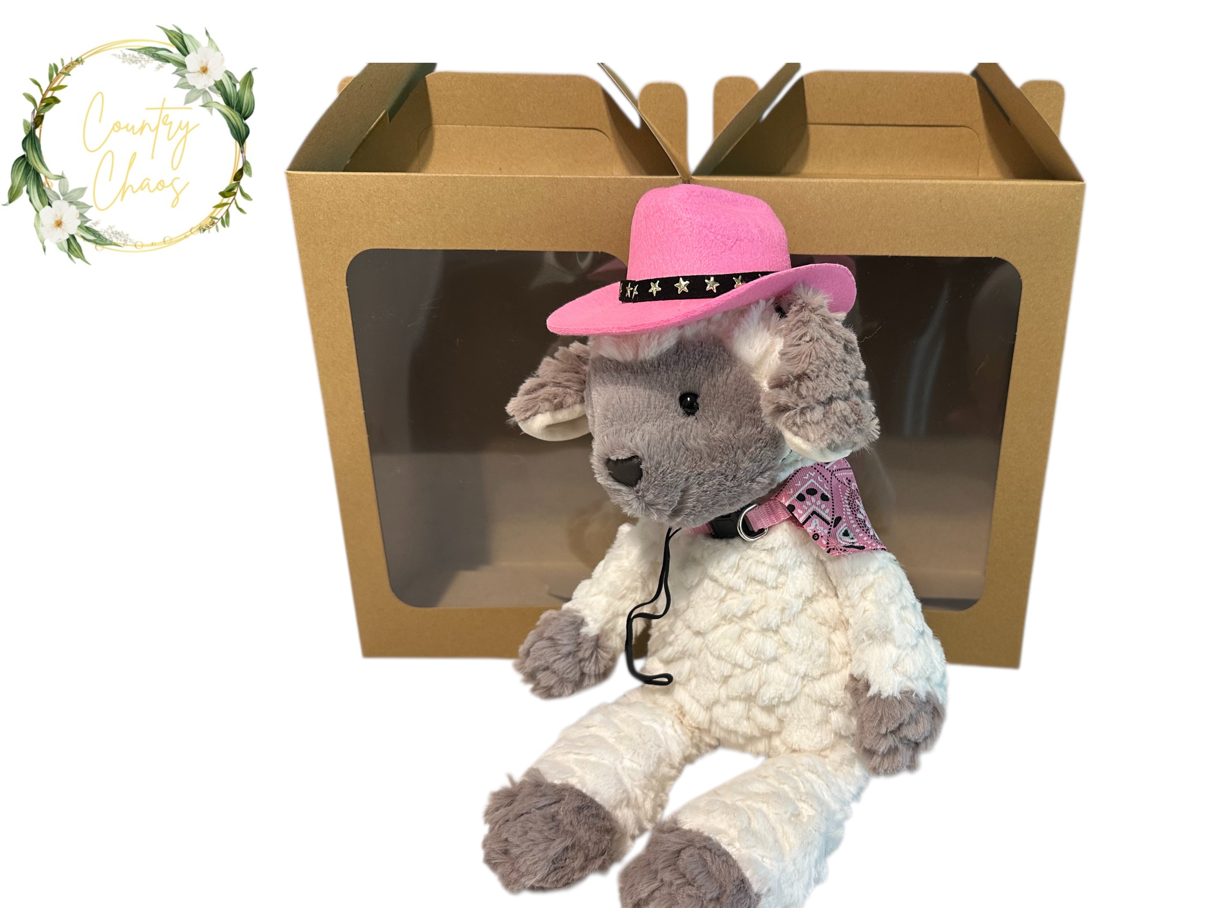 Cowboy lamb Plush Toy pink or black accessories