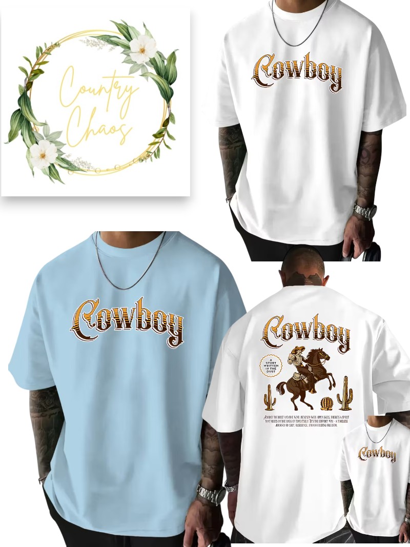Mens Cowboy Graphic T-Shirt
