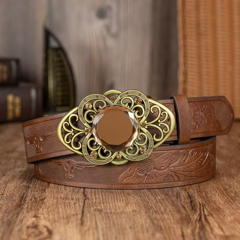 Vintage Brown Gem Belt