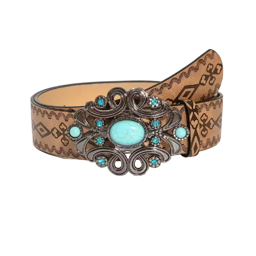 Western belt with Turquoise Buckle