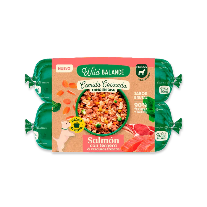 Wild Balance Comida Cocinada de Salmón y Ternera con Verduras