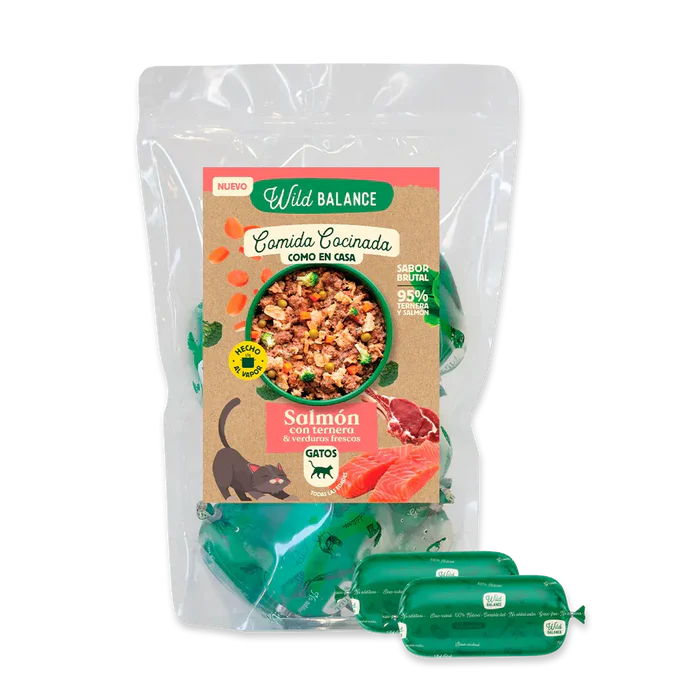 Wild Balance Comida Cocinada de Salmón y Ternera con Verduras GATO