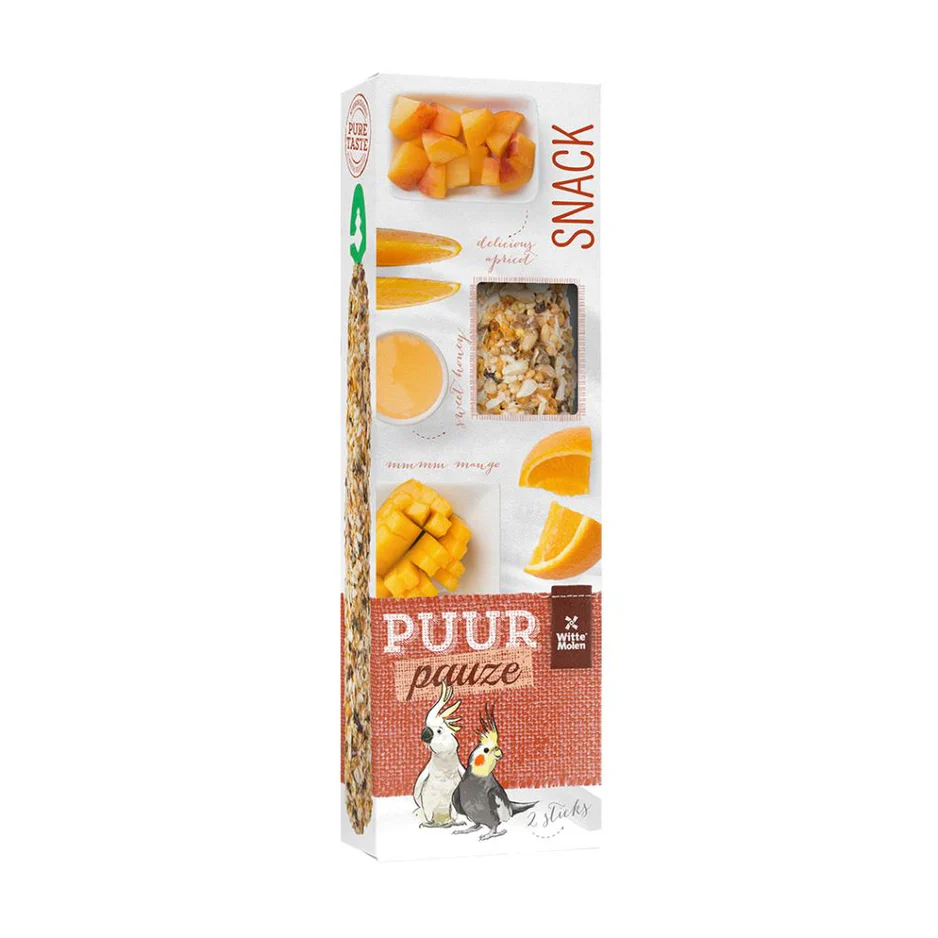 Puur gardėsis su abrikosais, mangais, apelsinais ir medumi vidutinėms ir didžiosioms papūgoms 140g, N2