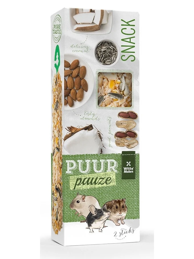 Puur gardėsis su migdolais, žemės riešutais, kokosu ir saulėgrąžomis graužikams. 110g, N2