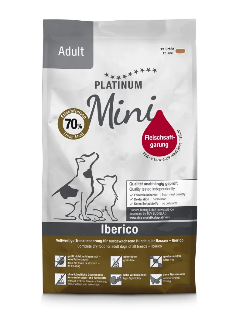 Platinum adult mini sausas pašaras mažų veislių šunims su Iberijos kiaulių mėsa