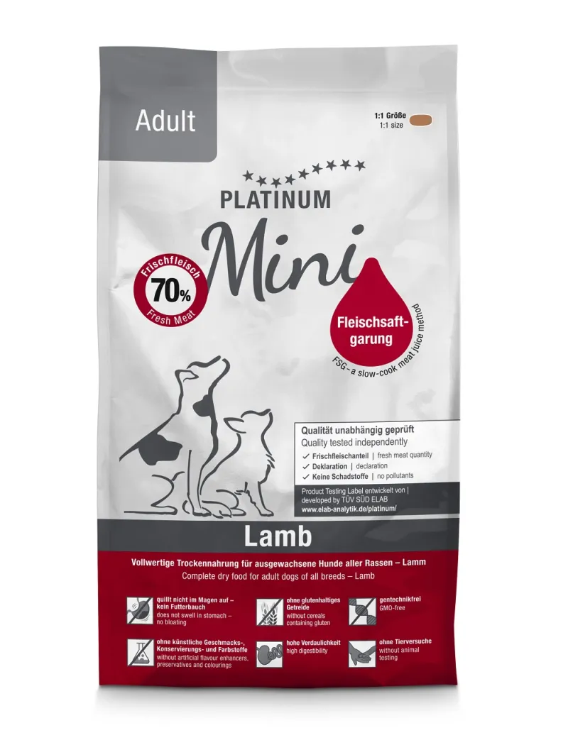 Platinum adult mini sausas pašaras mažų veislių šunims su ėriena