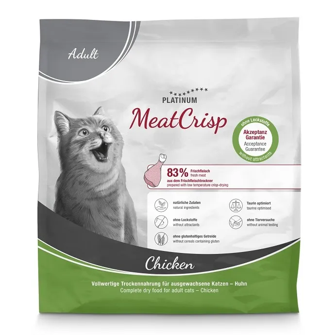 Platinum MeatCrisp visavertis sausas pašaras suaugusioms katėms su vištiena
