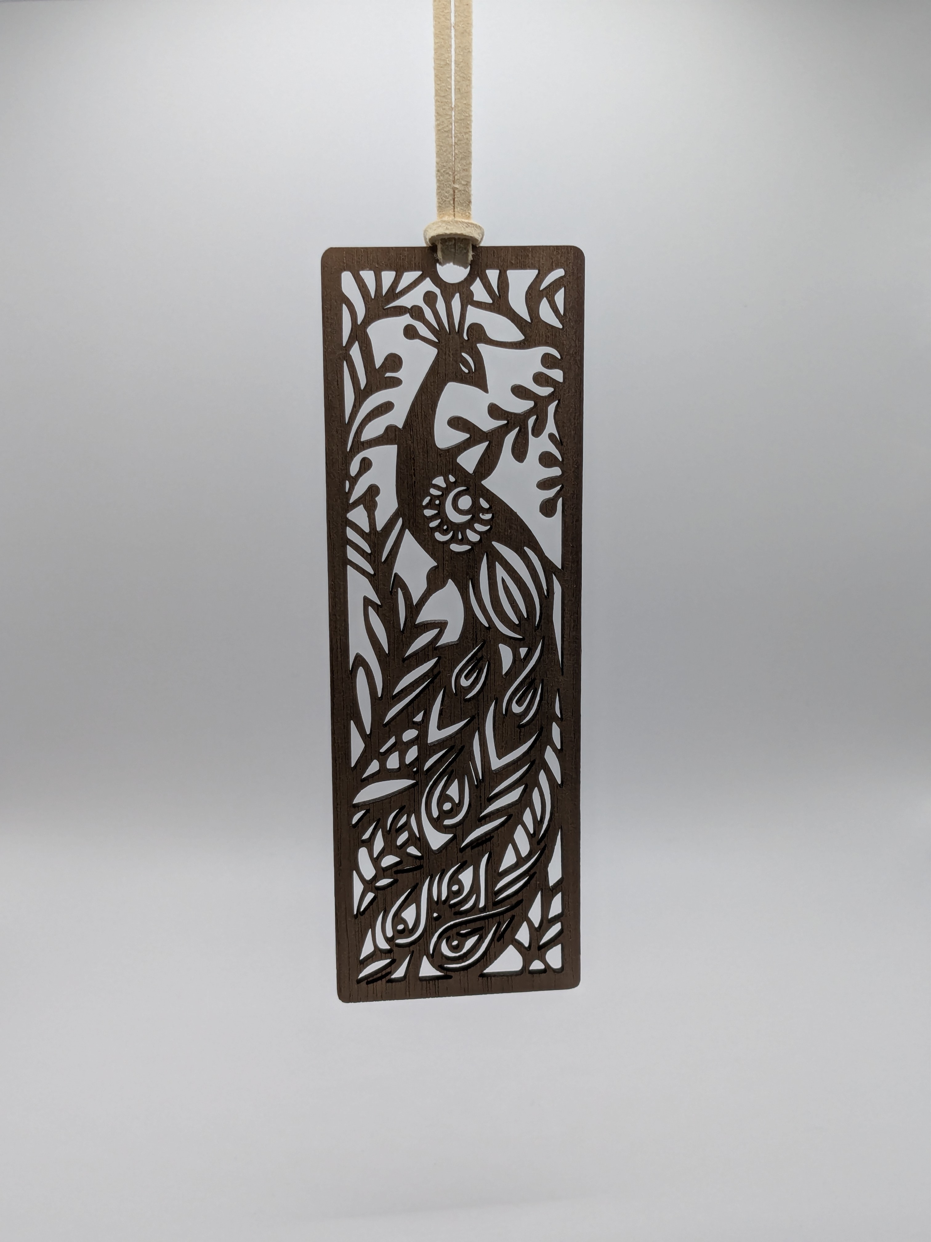 Marque-page en bois Paon