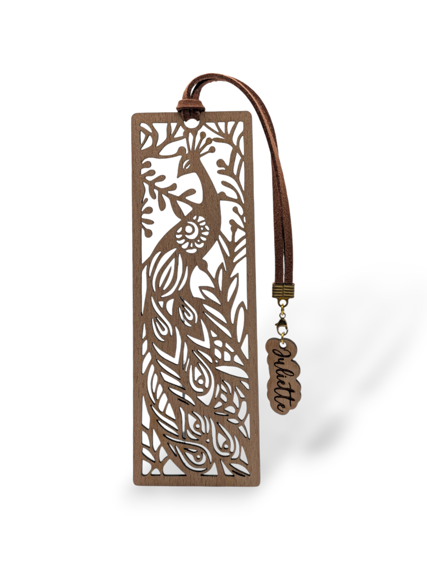 Marque-page en bois Paon