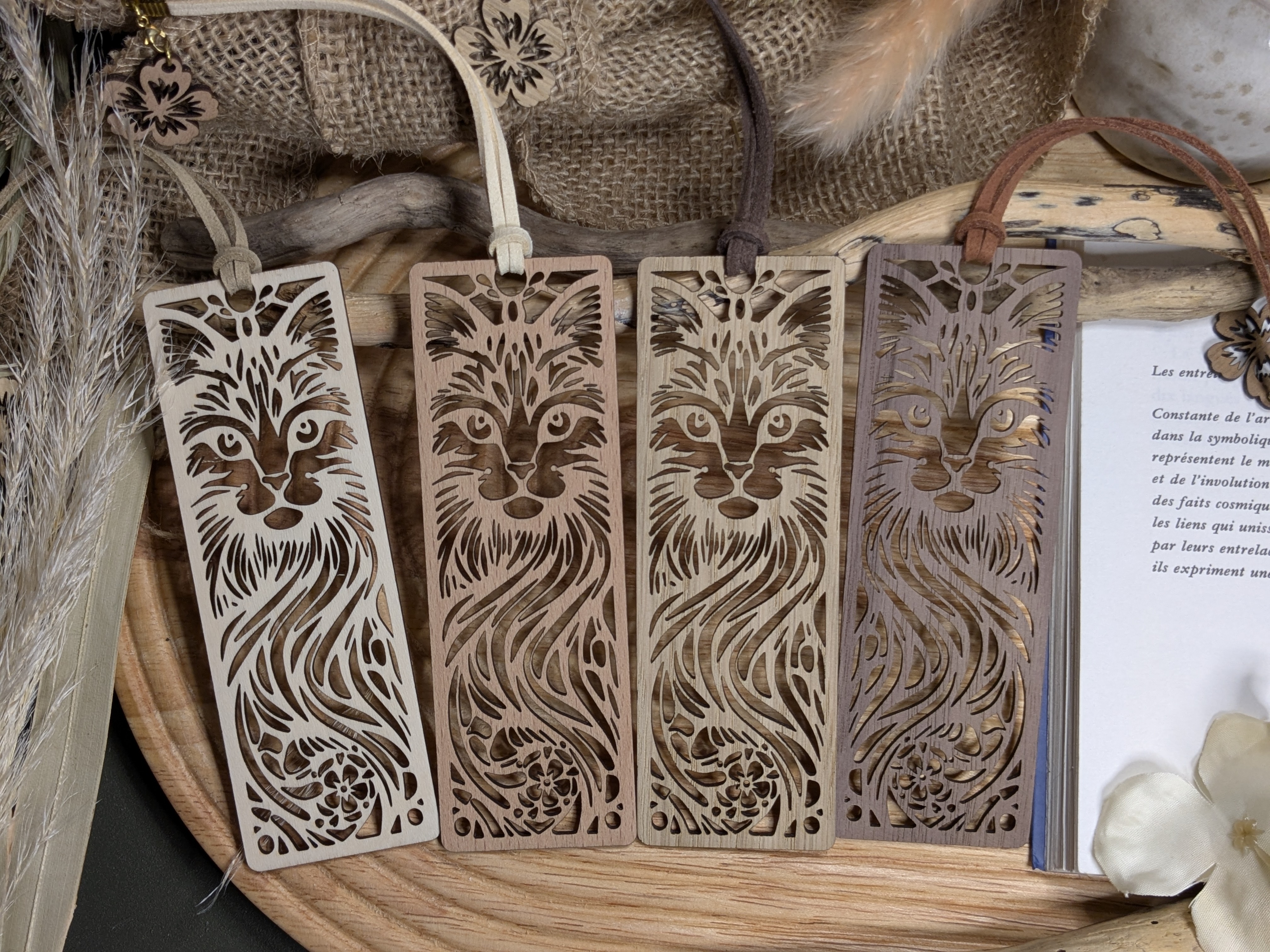 Marque-page en bois Chat