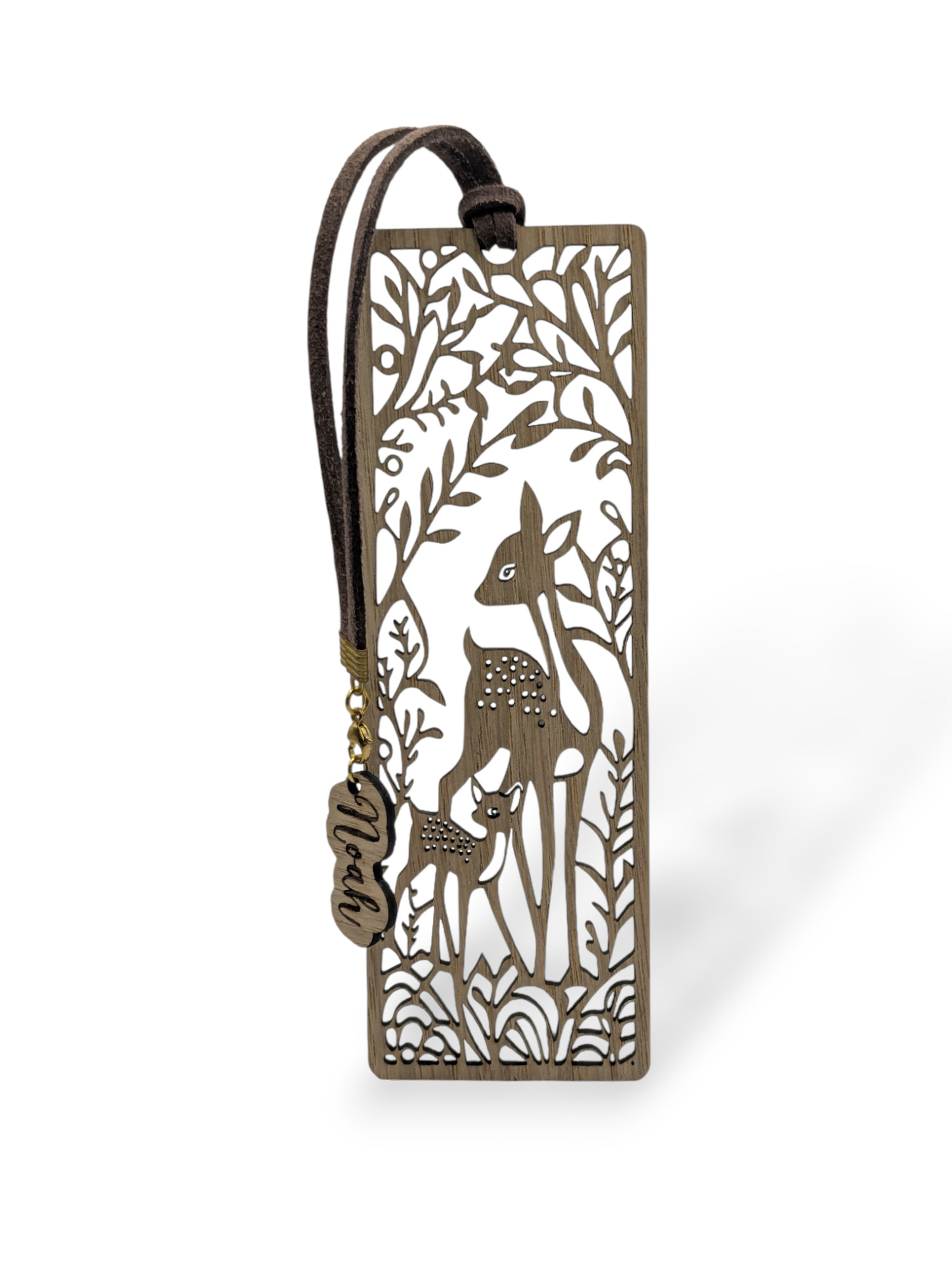 Marque-page en bois Biche et Faon