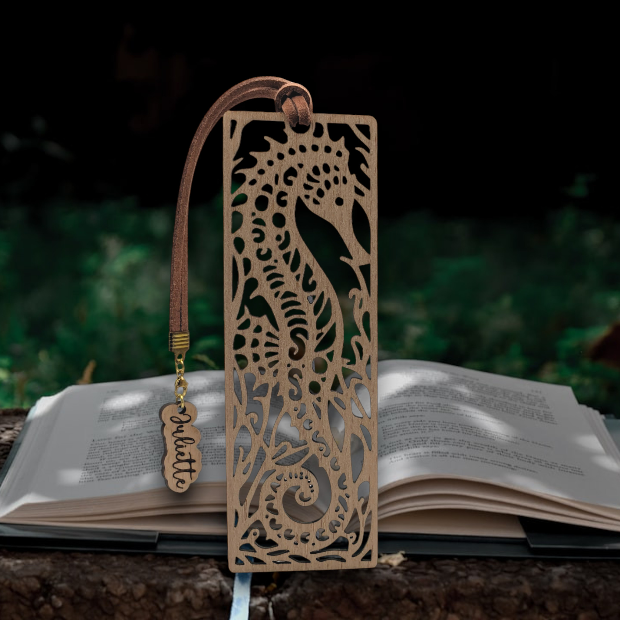 Marque-page en bois  Hippocampe