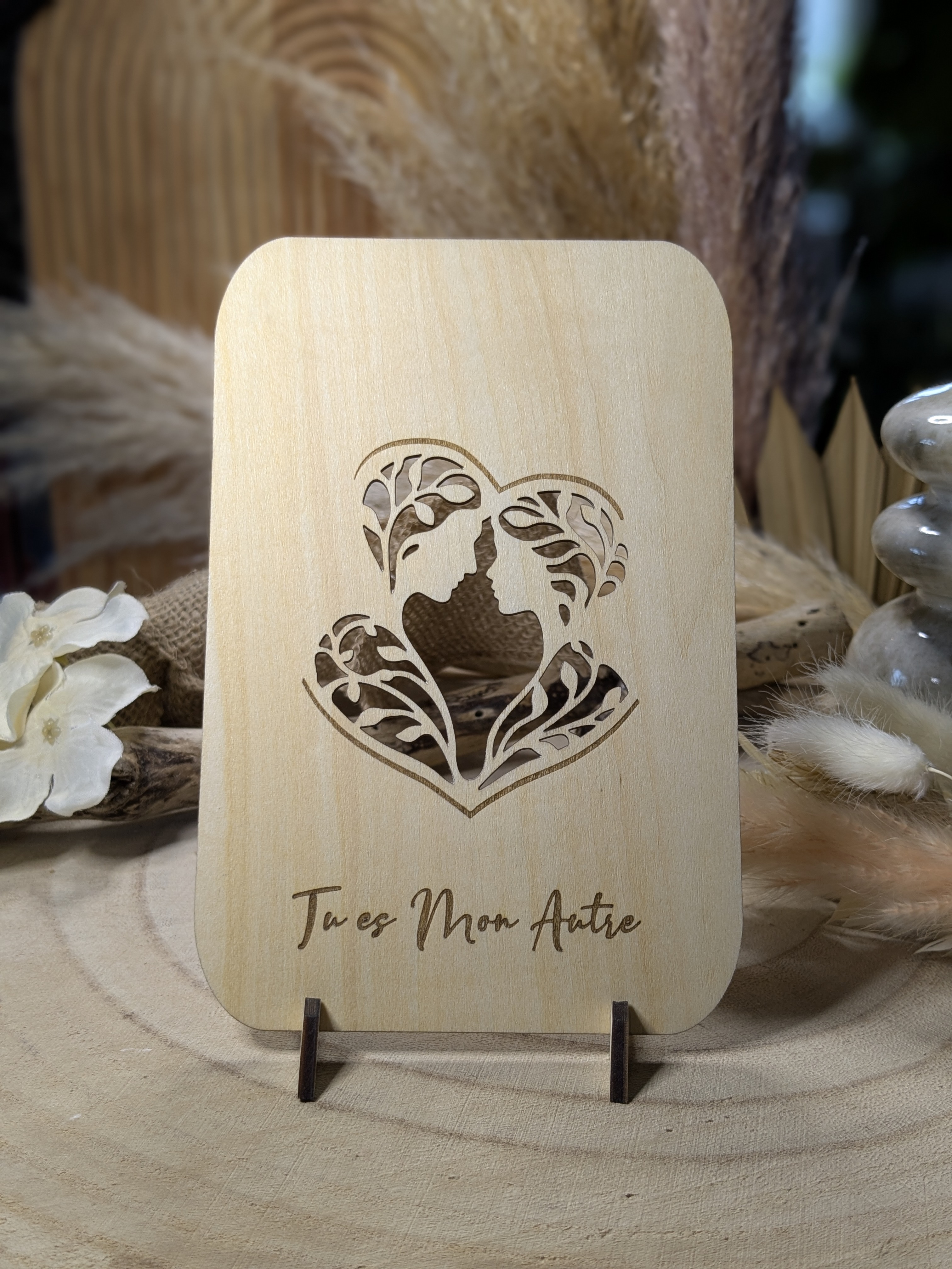 Carte en Bois "Tu es mon autre"