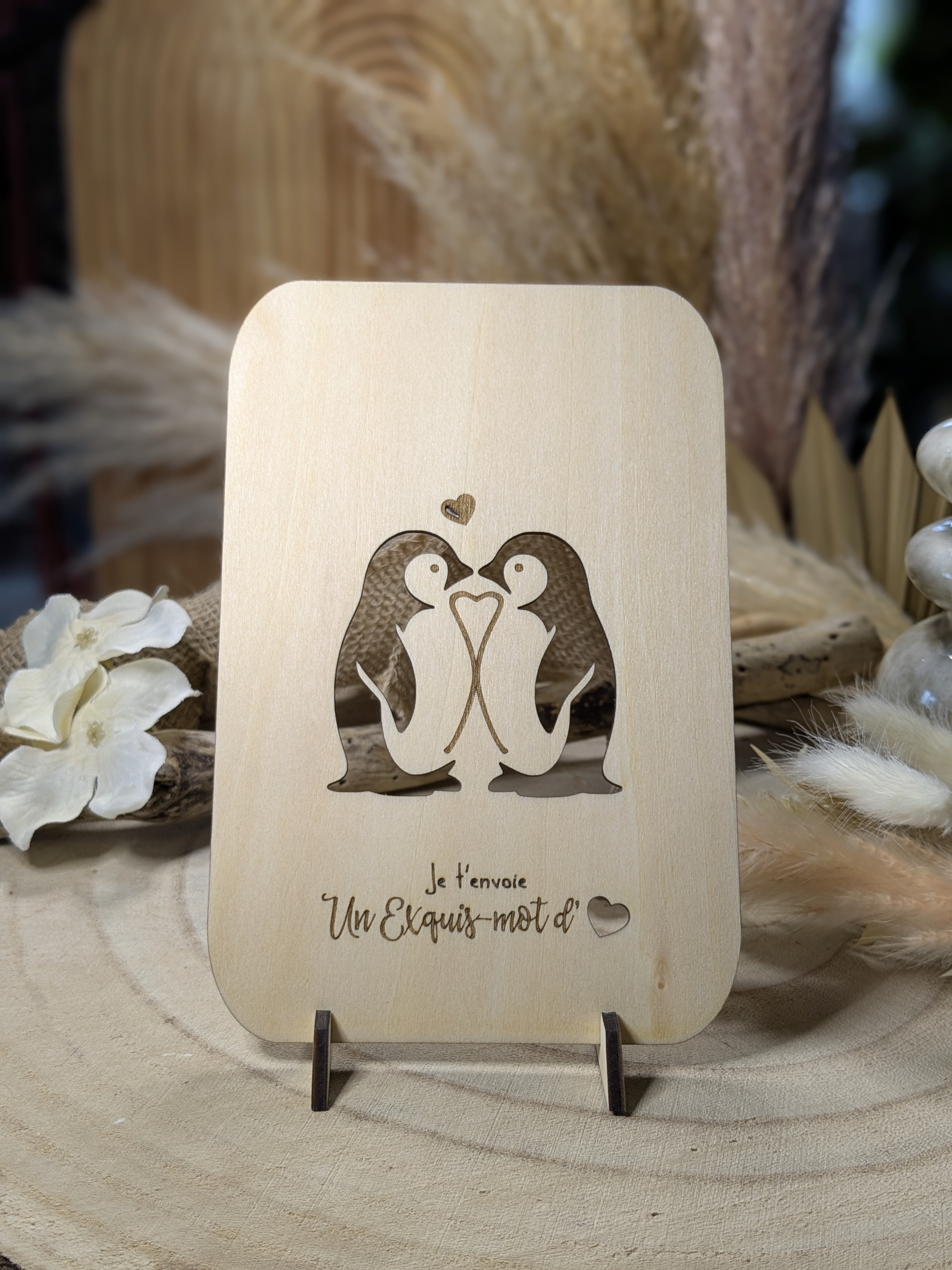 Carte en Bois "Exquis-mot d'amour"