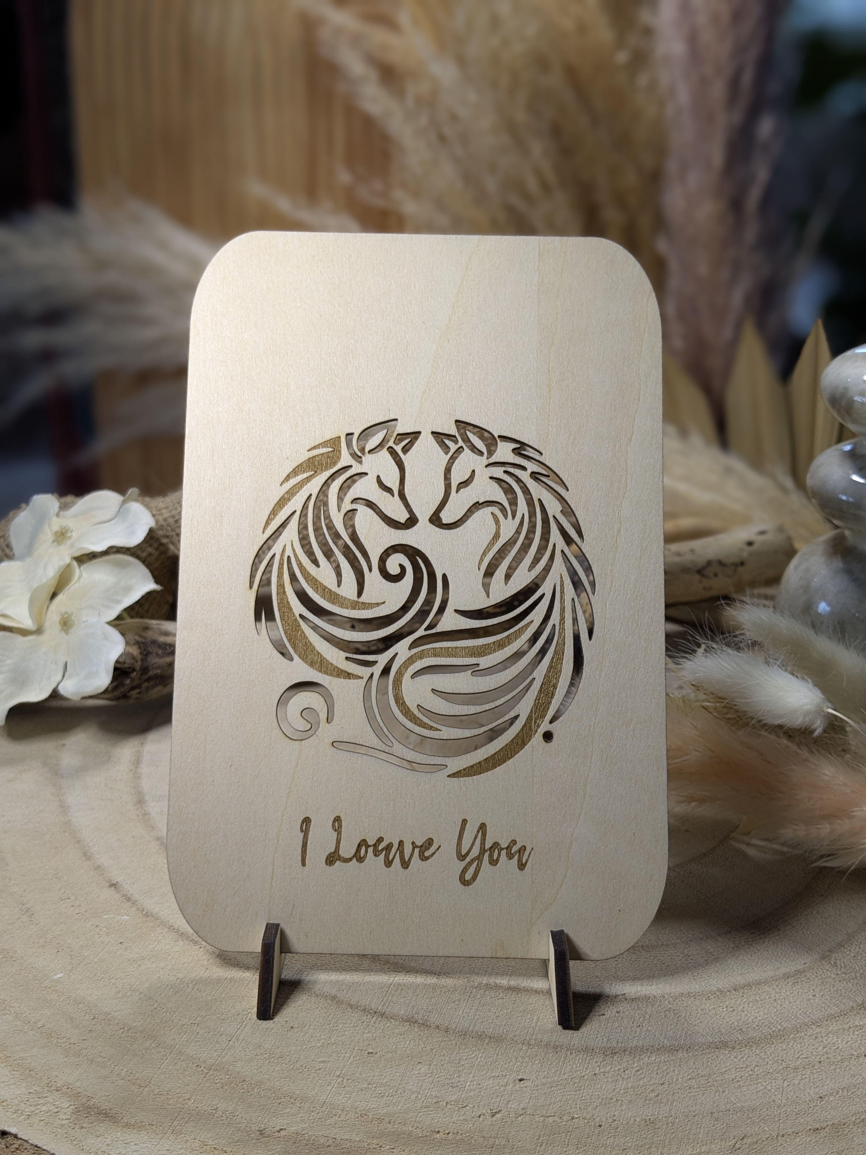 Carte en Bois "I Louve You"