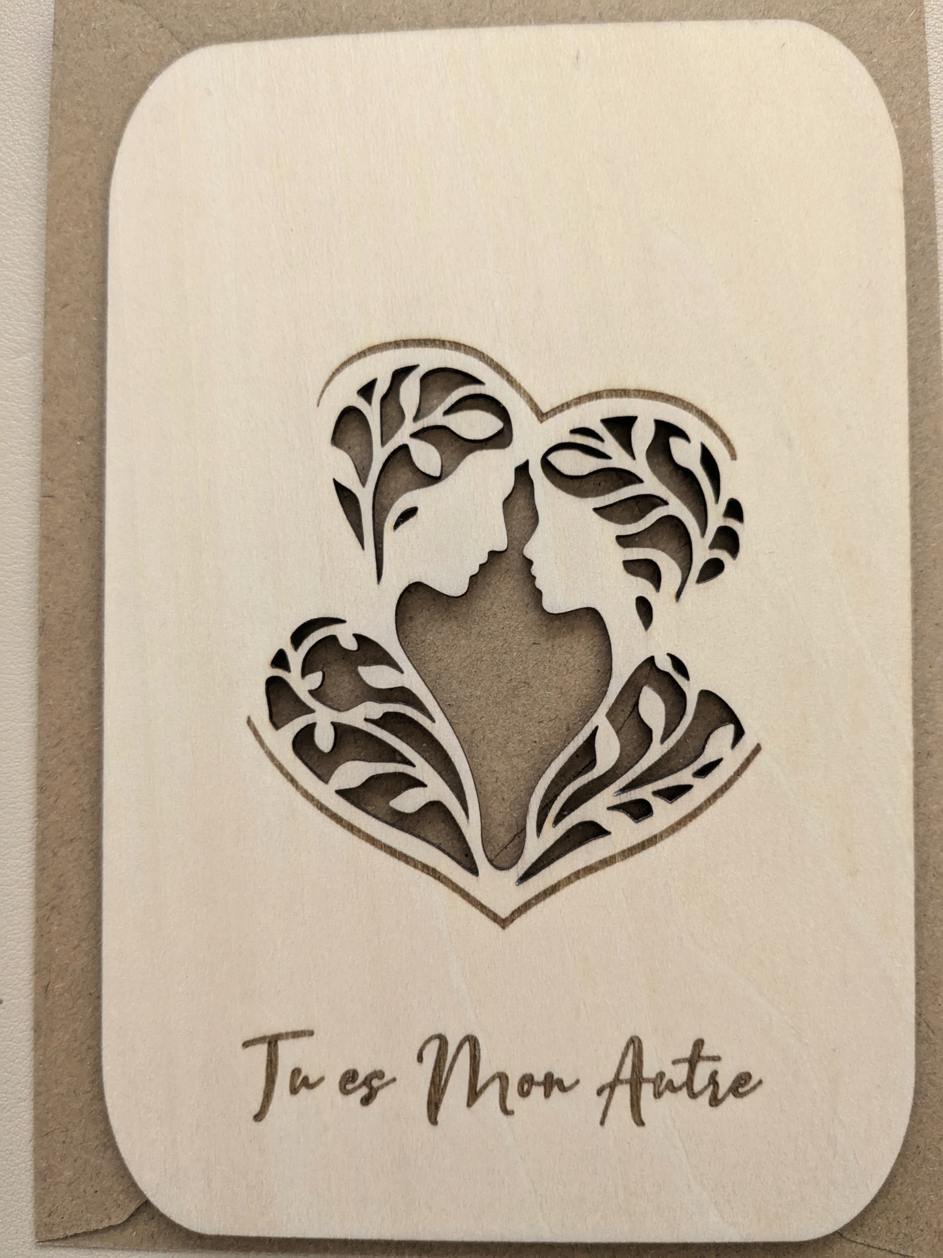 Carte en Bois "Tu es mon autre"