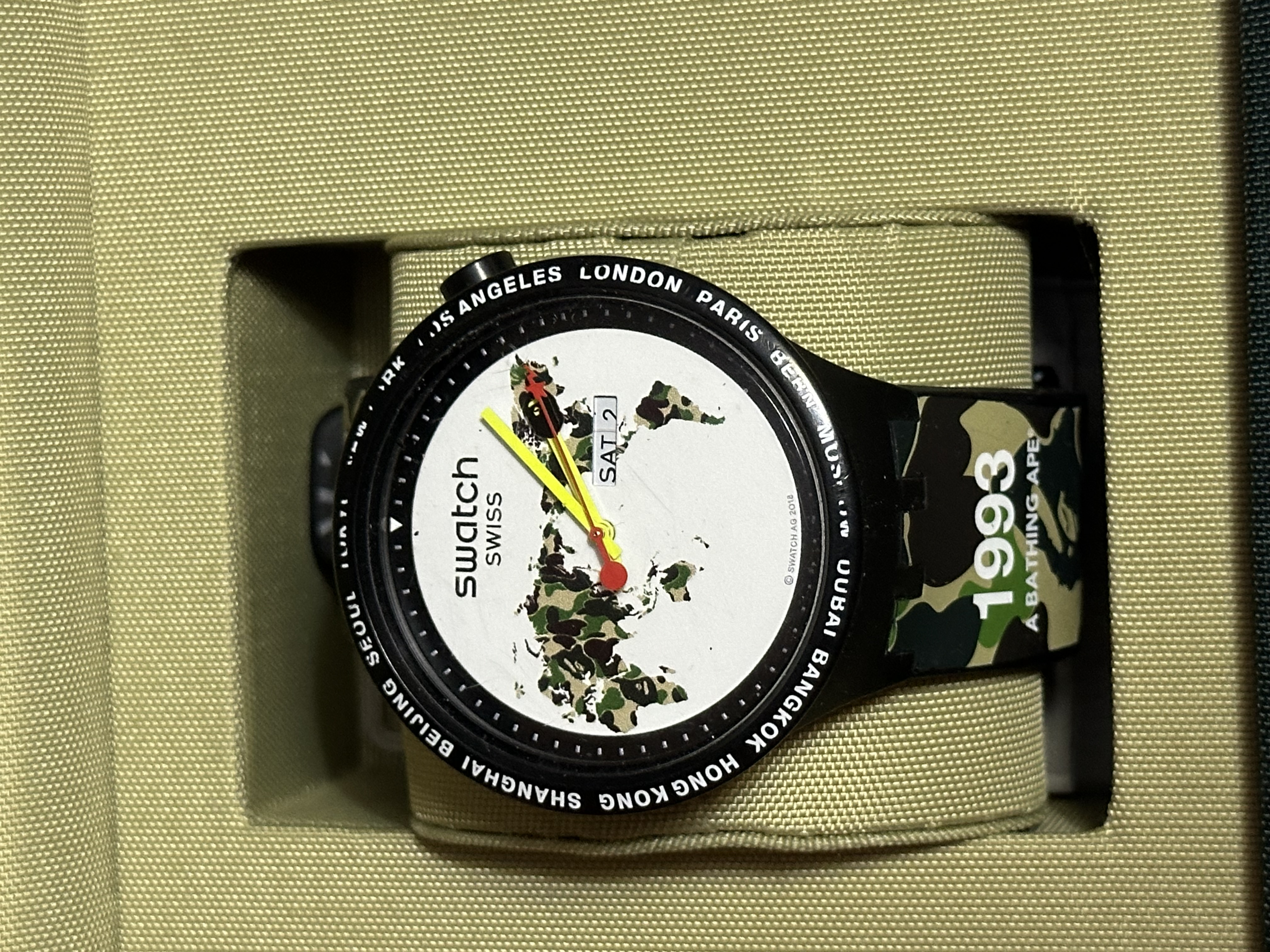 Bape x Swatch Big Bold World Watch