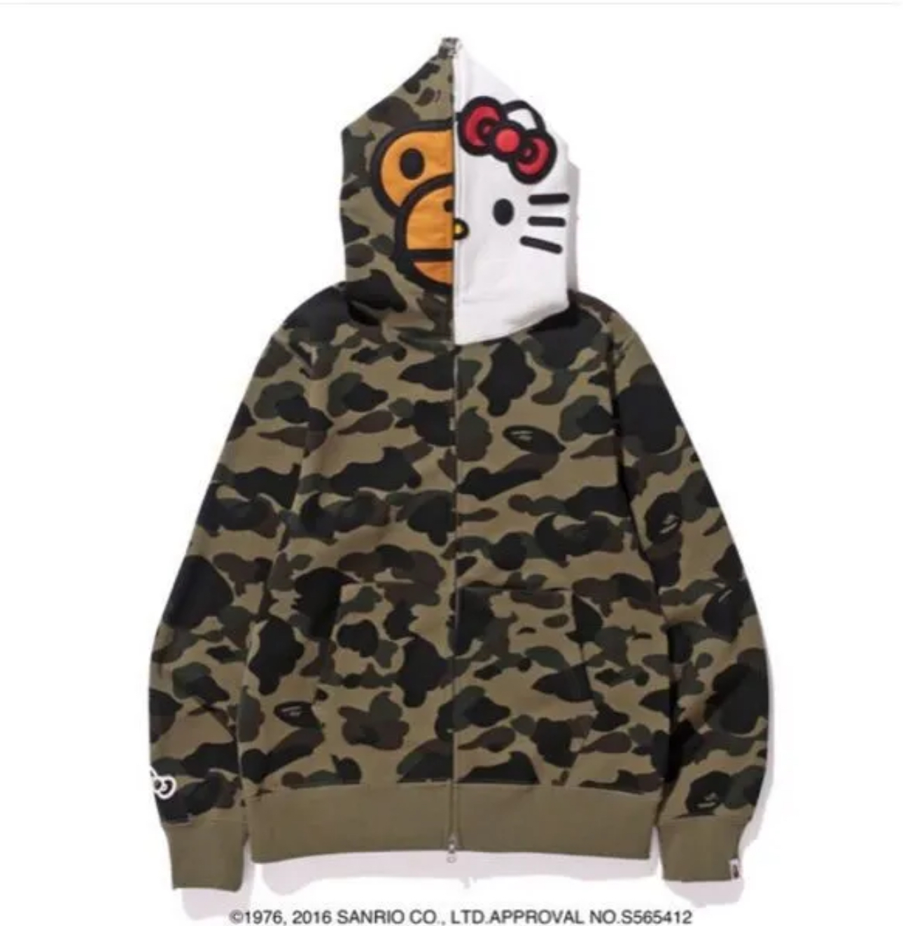 A Bathing Ape x Baby Milo x Hello Kitty 1st Camo Green Hoodie 