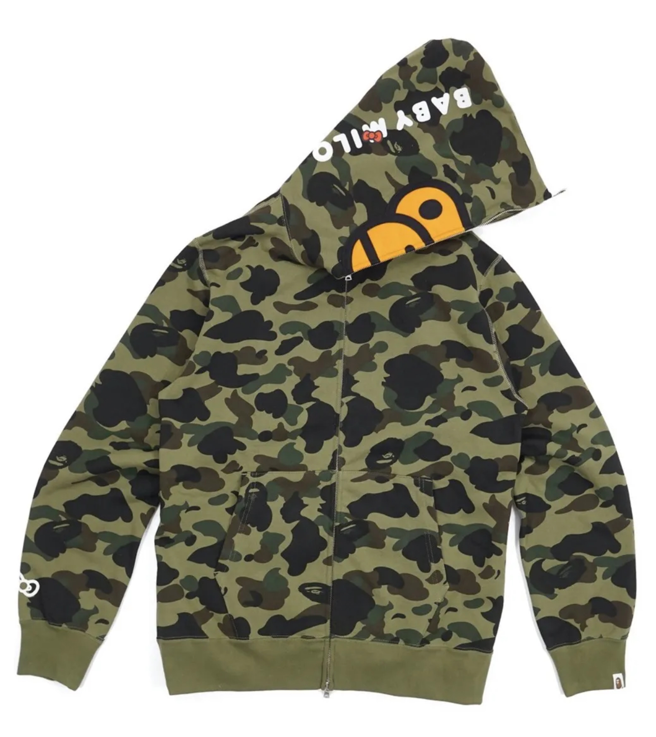 A Bathing Ape x Baby Milo x Hello Kitty 1st Camo Green Hoodie 