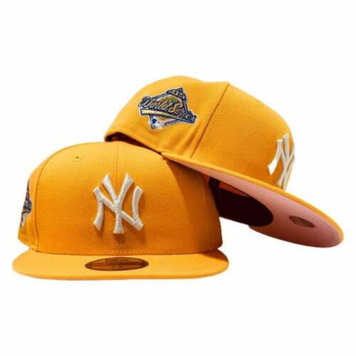 New Era New York Yankees 1996 World Series Side Patch Mustard with Pink Underbrim 59Fifty