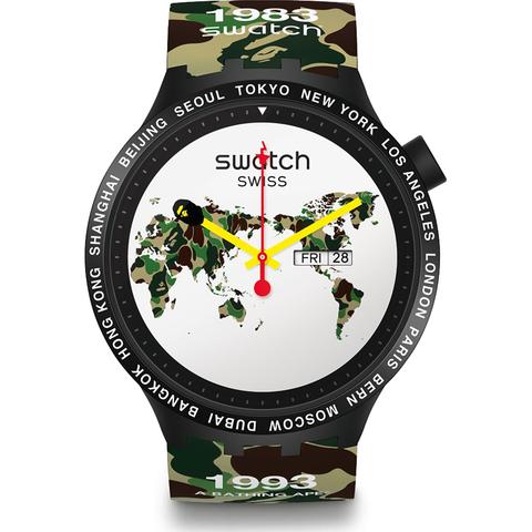 Bape x Swatch Big Bold World Watch