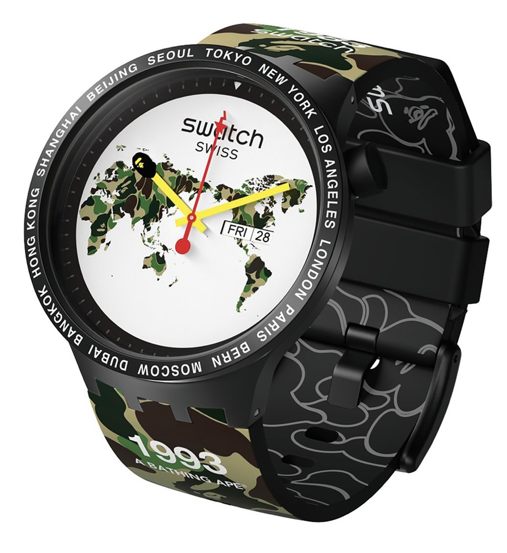 Bape x Swatch Big Bold World Watch